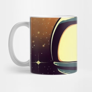 Cute little vintage cartoon astronaut with jetpack in space Mug